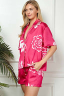 April Magenta Printed Shorts Set side