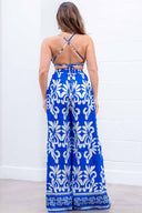 Blue Printed Jumpsuit back