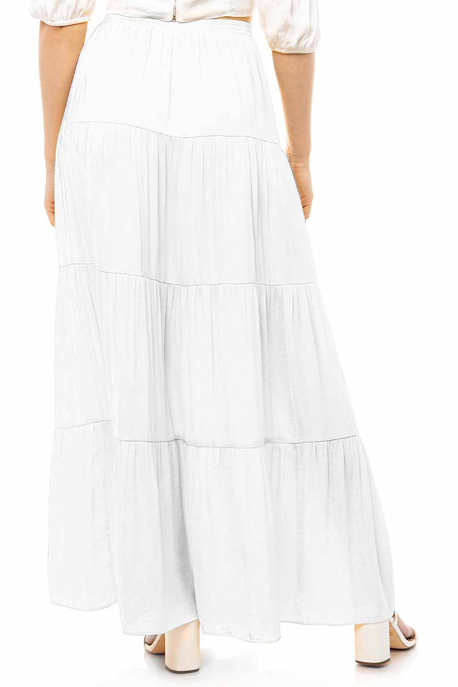 Gabriel White Tiered Maxi Skirt back