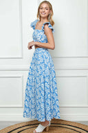 Nia Light Blue Floral Printed Skirt Set side