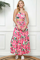 Bea Cream Flowers Print Skirt Set