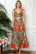 Chiara Rust Green Printed Skirt Set