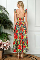 Chiara Rust Green Printed Skirt Set back