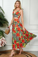 Chiara Rust Green Printed Skirt Set side