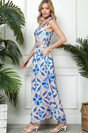 Nova Blue Printed Maxi Skirt Set side