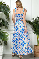 Nova Blue Printed Maxi Skirt Set back