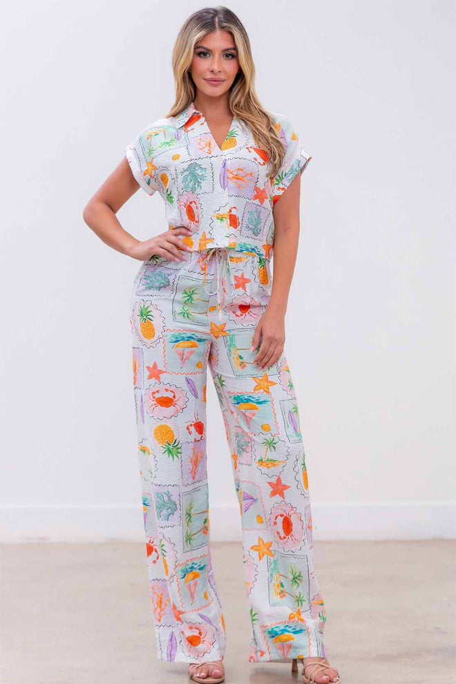 Beach Vibes Print Pants Set