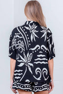 Black Printed Shorts Set back