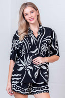 Black Printed Shorts Set