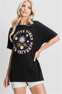 Black Positive Vibes Graphic Top