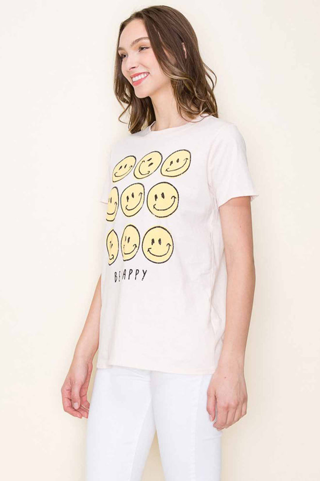 Natural Happy Faces Graphic Top side