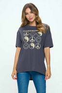 Charcoal Peace Oversized Graphic Top