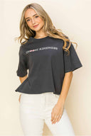 Charcoal Choose Kindness Crop Top front