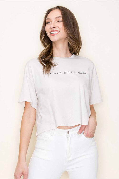 Sand Summer Mode Graphic Crop Top