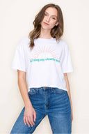 White Vitamin Sea Cropped Graphic Top