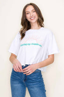 White Vitamin Sea Cropped Graphic Top side