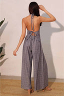 Denim Linen Plaid Pants Set back