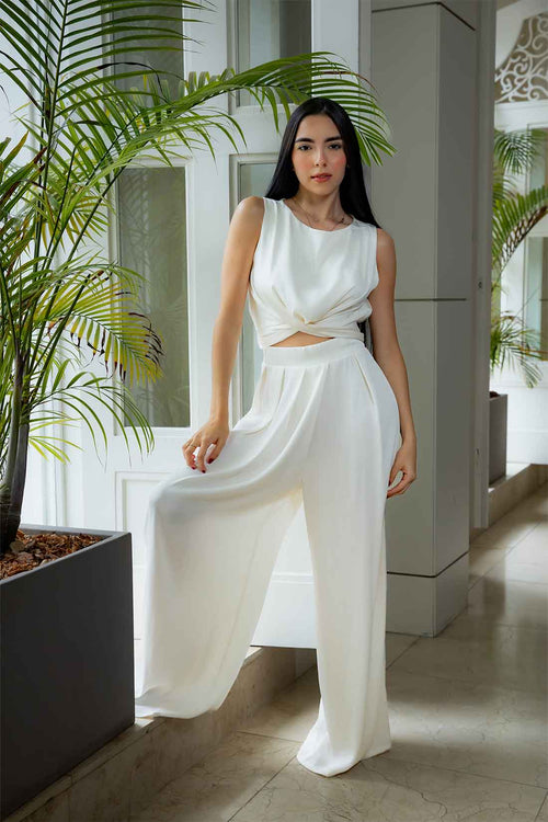 Ivory Silk Pants Set