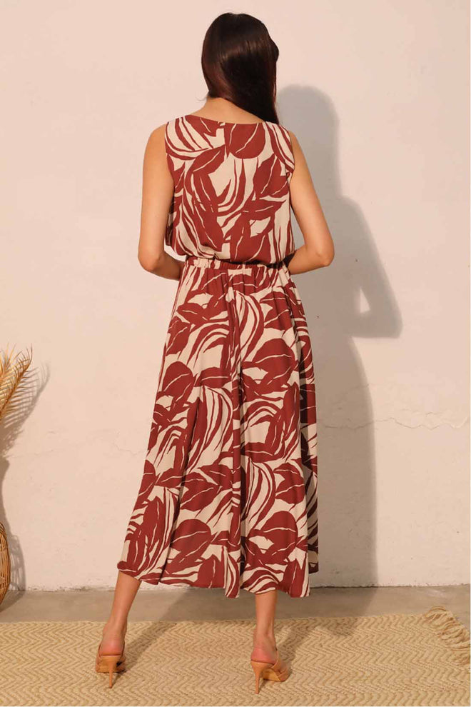 Brown Lucca Leaf Skirt Set back