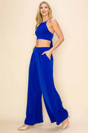 Jenna Blue Crop Top Pants Set side