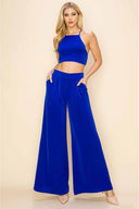 Jenna Blue Crop Top Pants Set