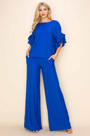 Paula Blue Wide Leg Pants Set