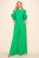 Paula Green Wide Leg Pants Set