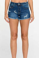 Gwen Dark Denim Mid Rise Shorts