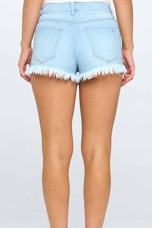 Vera Light Denim High Rise Distressed Shorts back