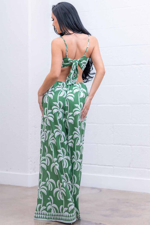 Green Palms Jumpsuit back