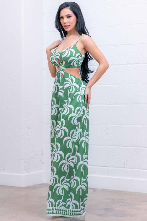 Green Palms Jumpsuit side