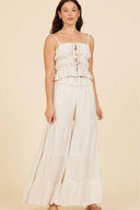 Ivory Gold Metallic Stripe Pants Set