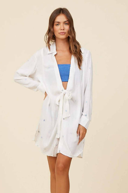 Ivory Tonal Stripe Star Coverup