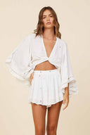 Ivory Tonal Stripe Star Shorts Set