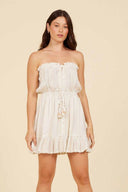 Ivory Metallic Stripe Mini Dress