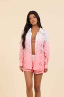 Sunset Coral Eyelet Shorts Set
