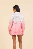 Sunset Coral Eyelet Shorts Set back