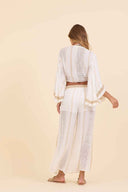 White Gold Texture Pants Set back
