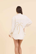 White Golden Palm Shorts Set back