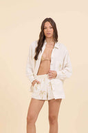 White Golden Palm Shorts Set
