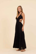 Black Open Back Maxi Dress side