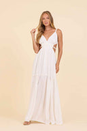 White Open Back Maxi Dress
