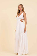 White Open Back Maxi Dress side