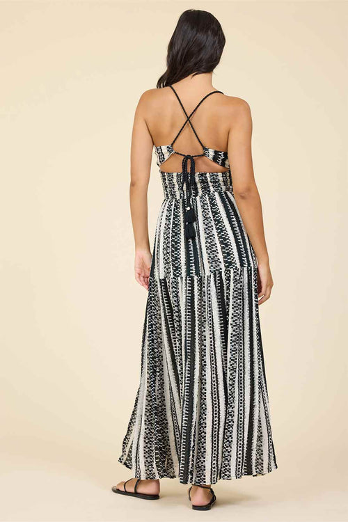 Geometric Stripe Maxi Dress back
