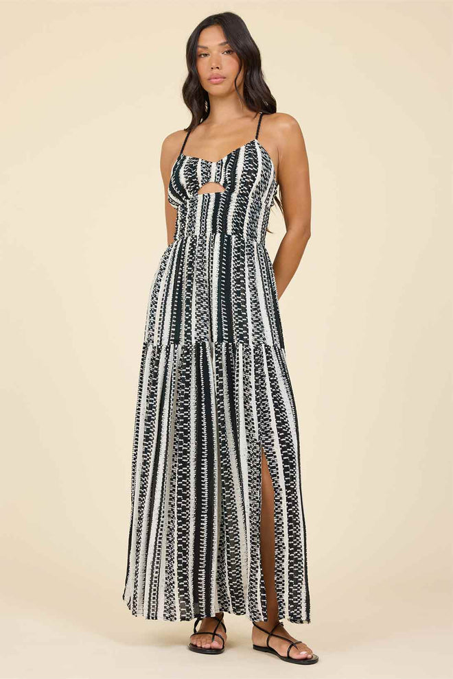 Geometric Stripe Maxi Dress