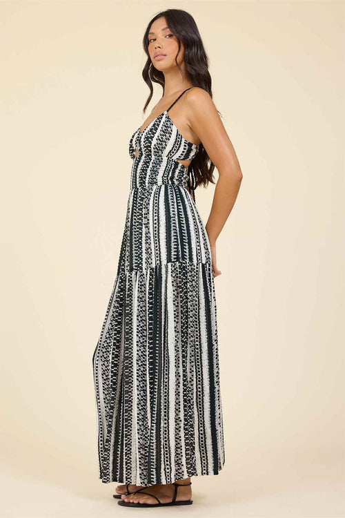 Geometric Stripe Maxi Dress side