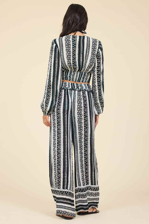 Geometric Stripe Pants Set back