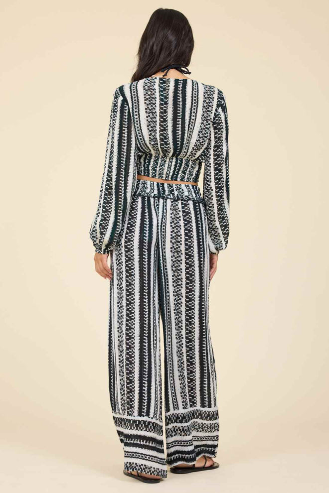 Geometric Stripe Pants Set back