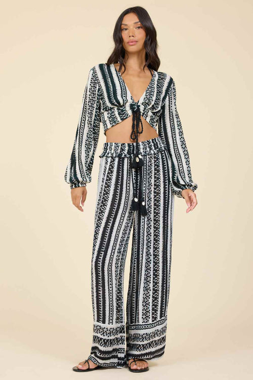 Geometric Stripe Pants Set