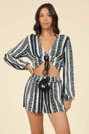 Geometric Stripe Shorts Set